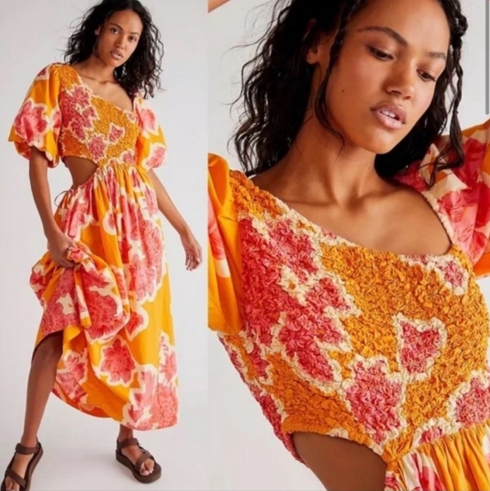 FREE PEOPLE Kalina Printed Midi Dress Size XS